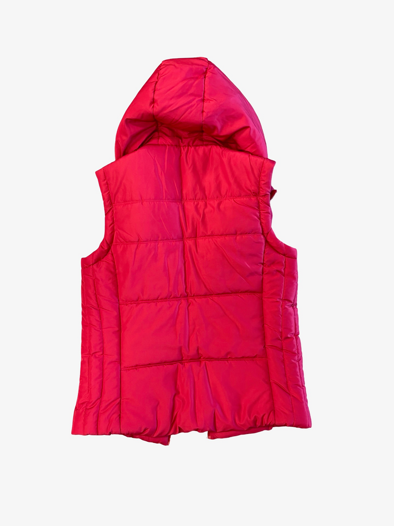 L- Love Tree Red Hooded Puffer Vest
