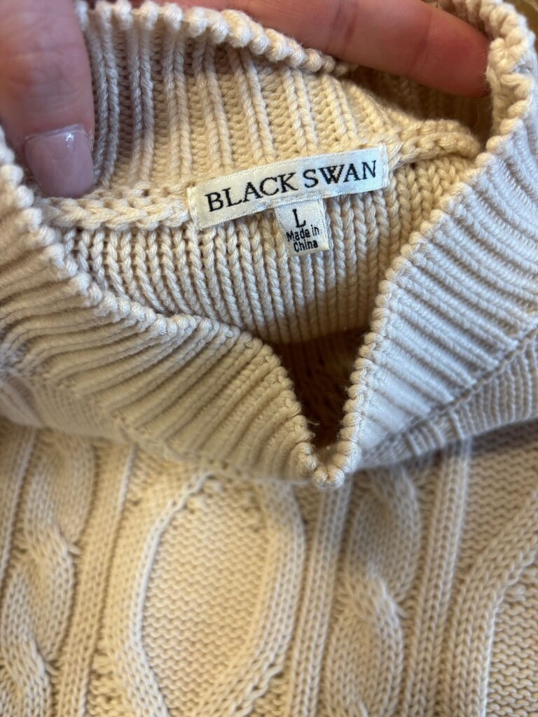 L- Black Swan Cut-Out Cable Knit Sweater