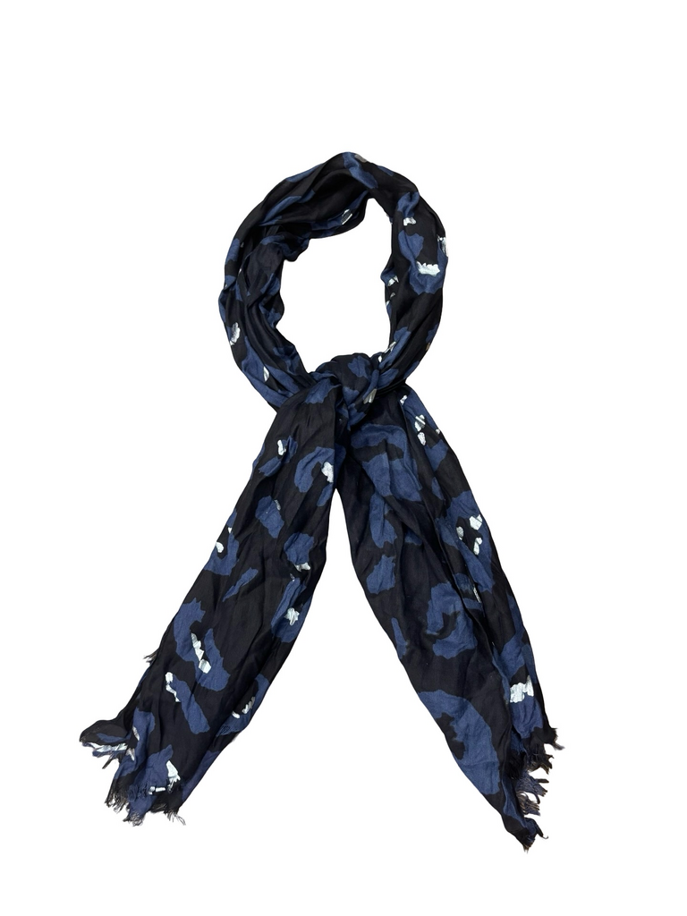 Navy Blue Animal Print Scarf