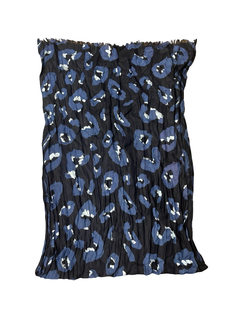 Navy Blue Animal Print Scarf