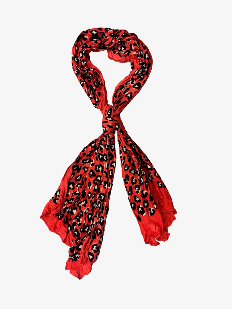 Stella & Dot Red Leopard Print Scarf
