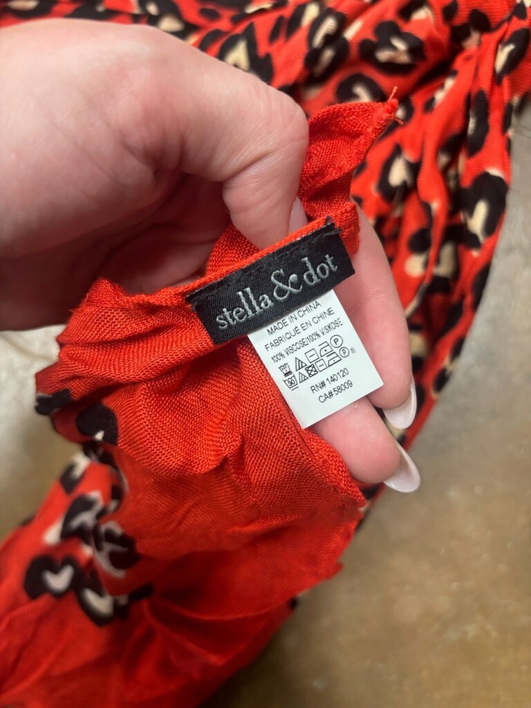 Stella & Dot Red Leopard Print Scarf