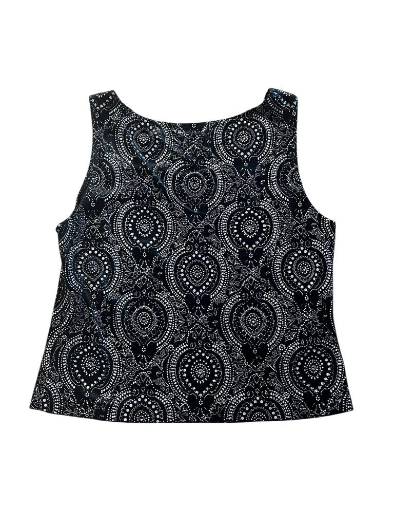 Xscape Large Petite Black and White Patterned Tank Top