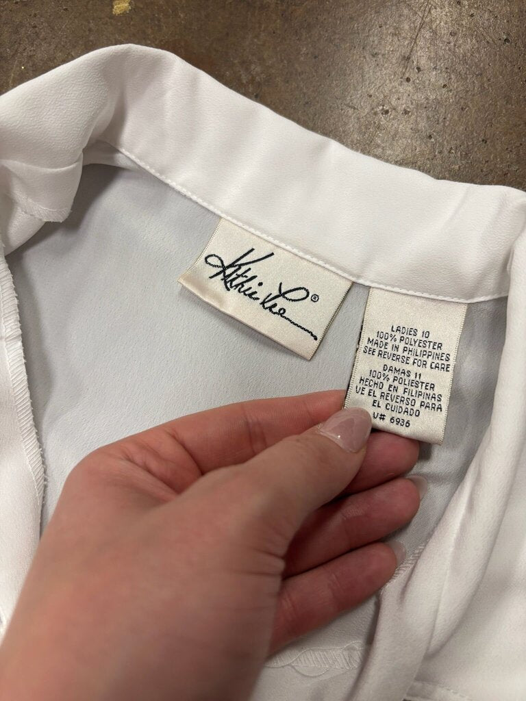 Kathie Lee SIZE 10 Women's White Short Sleeve Shirt