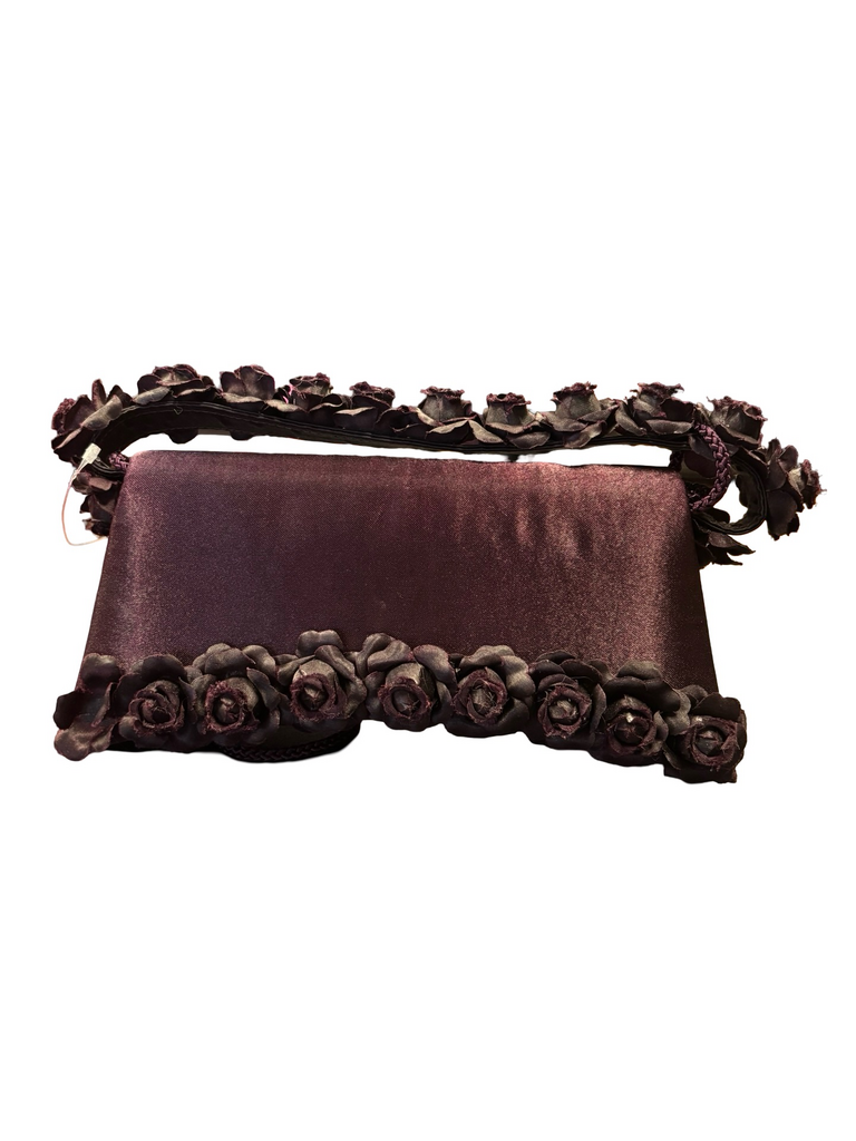 Elegant Purple Rose-Embellished Handbag