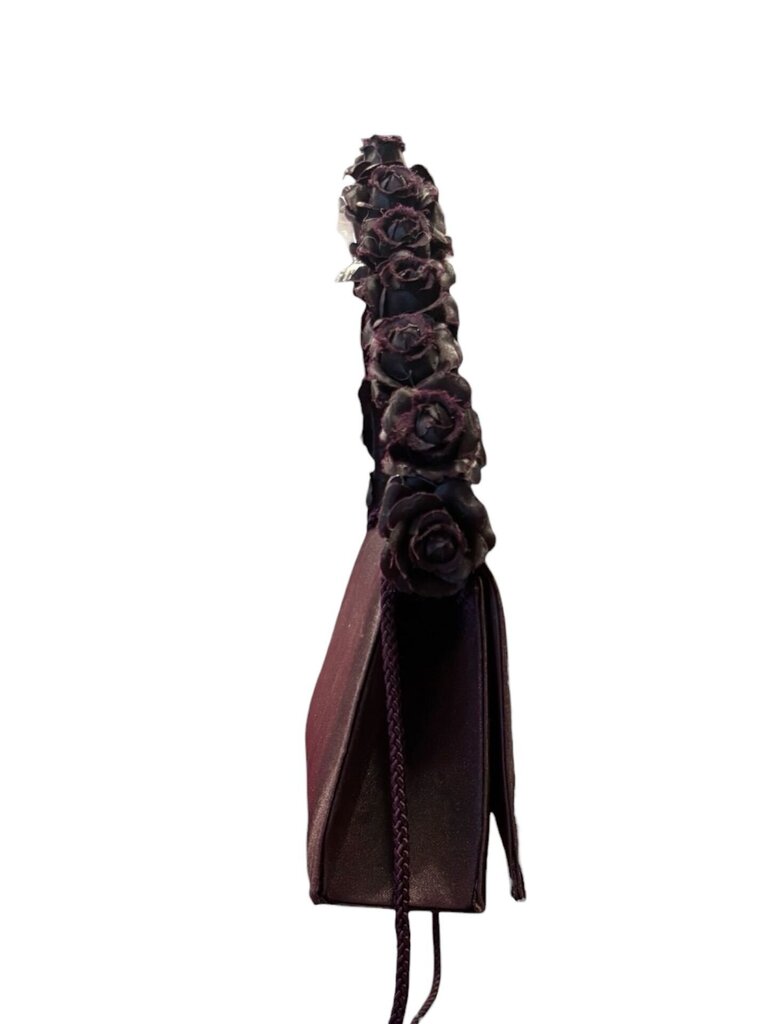 Elegant Purple Rose-Embellished Handbag