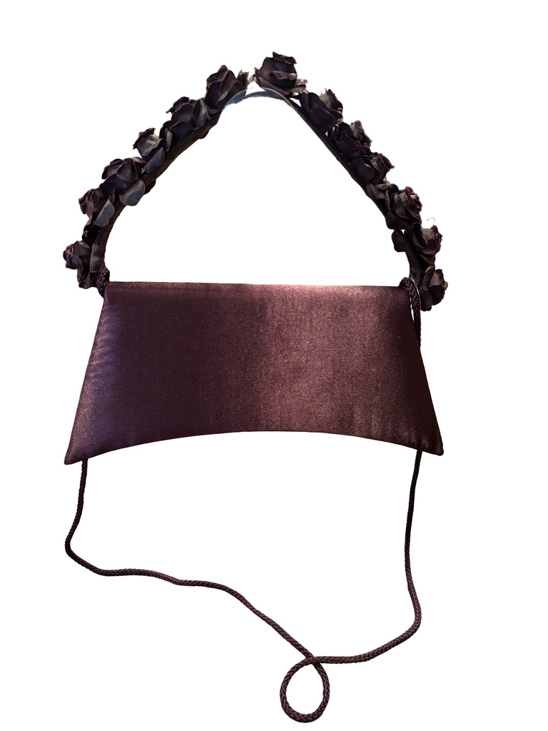 Elegant Purple Rose-Embellished Handbag