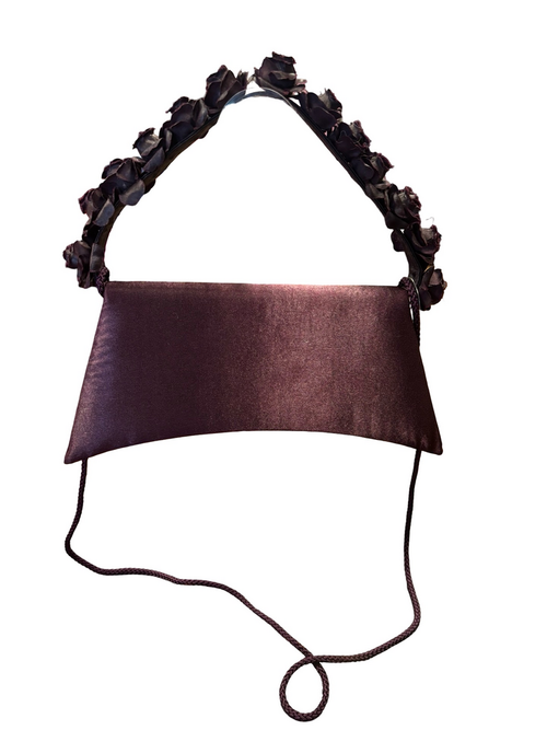Elegant Purple Rose-Embellished Handbag
