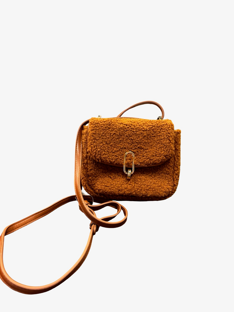 Fuzzy Brown Crossbody Bag