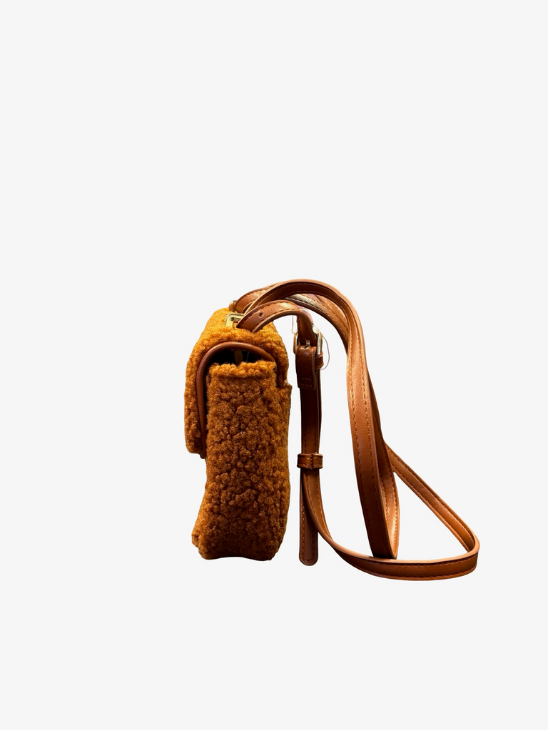 Fuzzy Brown Crossbody Bag