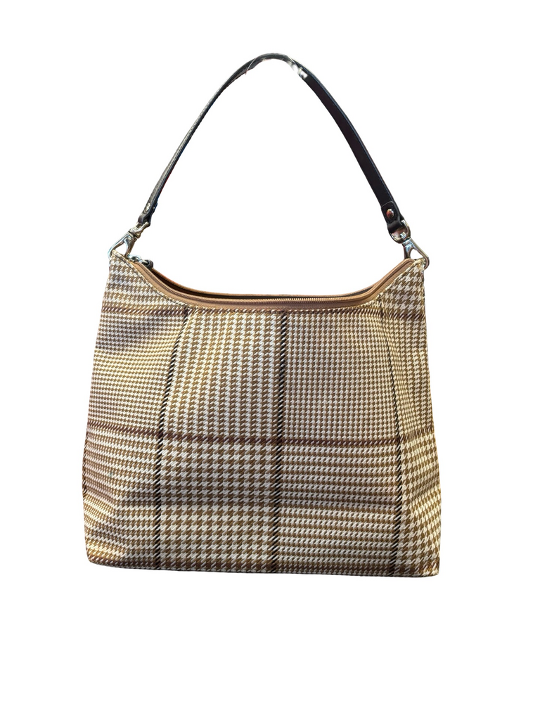 Ralph Lauren Brown Houndstooth Pattern Handbag