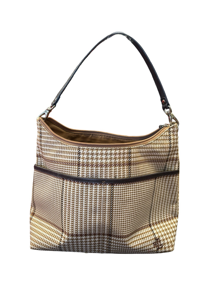 Ralph Lauren Brown Houndstooth Pattern Handbag