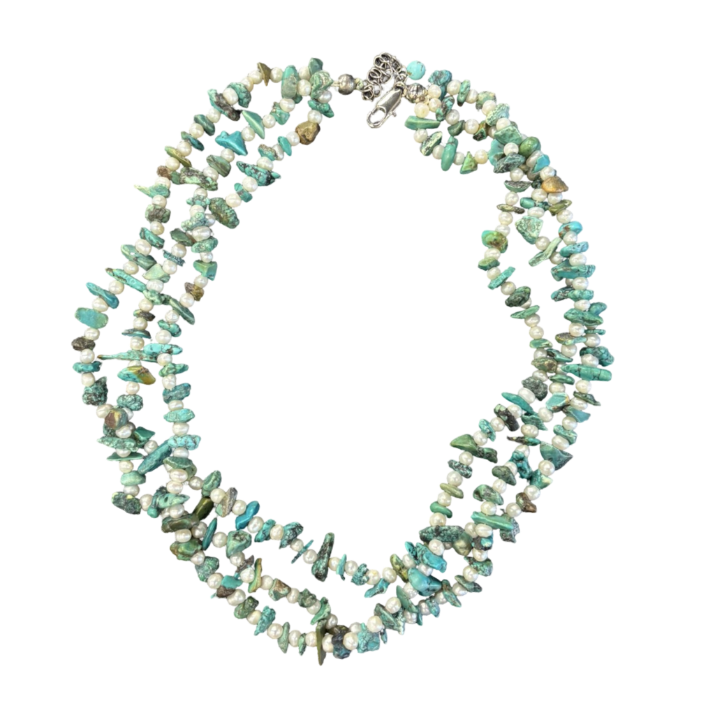 Turquoise and Pearl Crush Layered Necklace