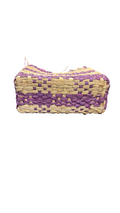 Handwoven Purple and Yellow Straw Tote Bag