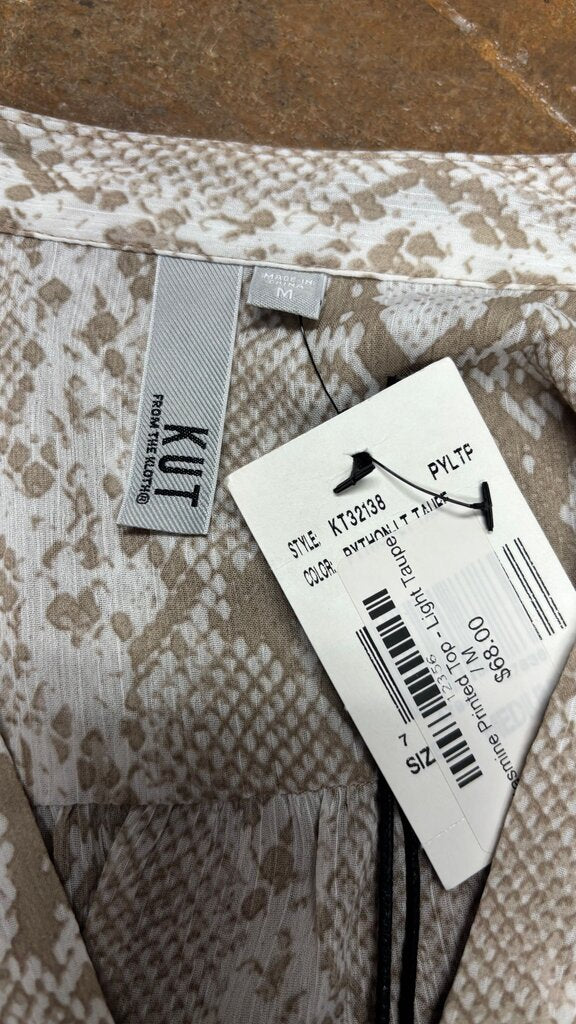 KUT From The Kloth Jasmine Printed Top in Python Light Taupe