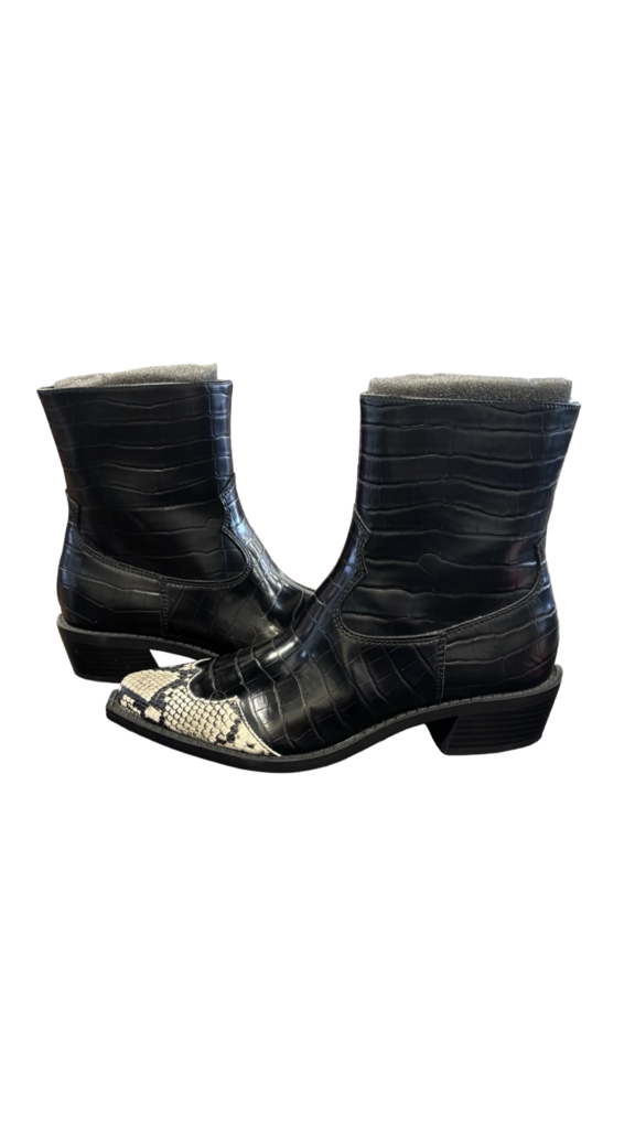 SIZE 8 Crocodile and Snake Skin Print Ankle Boots