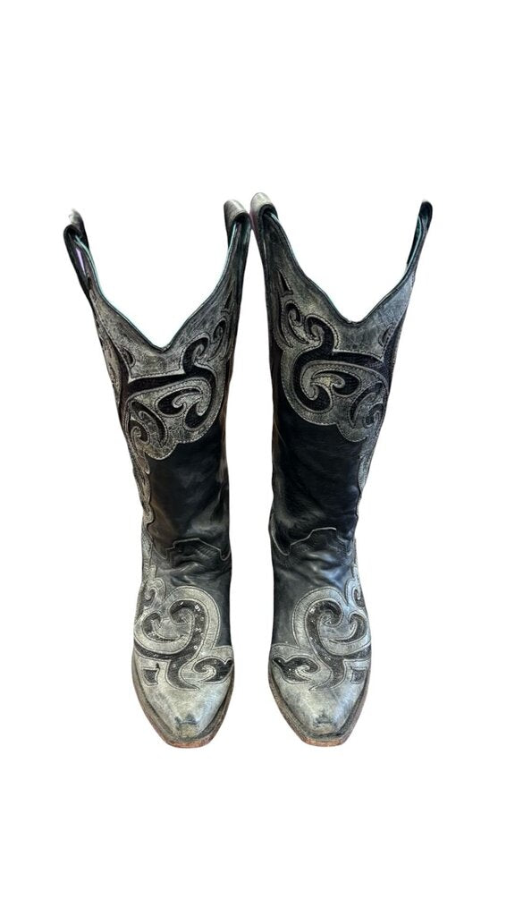 SIZE 8 Corral Vintage Black Western Boots with Embroidery