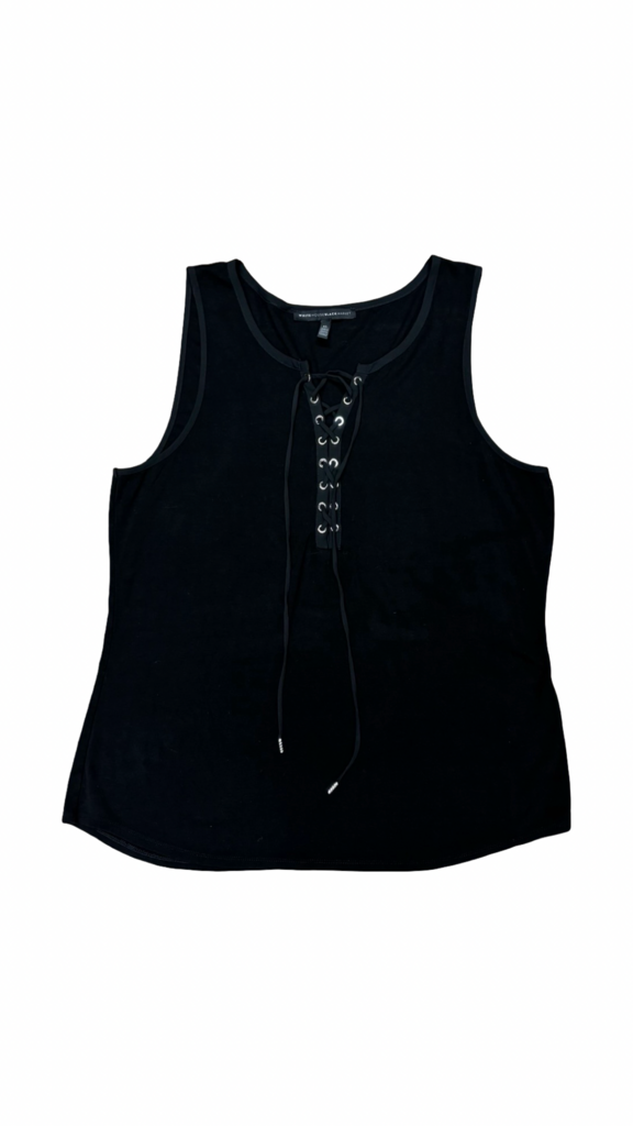XL- Black Lace-Up Tank Top
