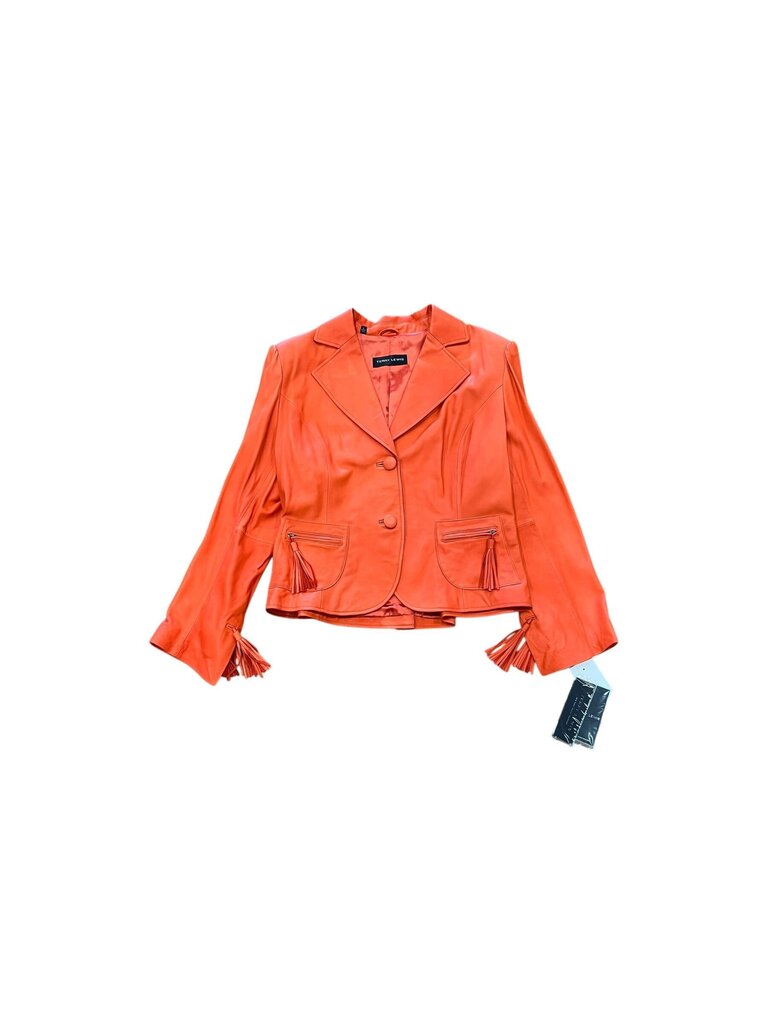 Size L- Terry Lewis Orange Leather Blazer