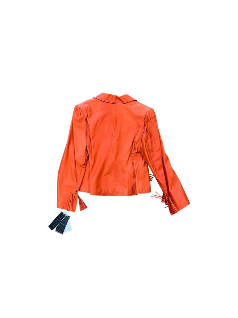 Size L- Terry Lewis Orange Leather Blazer