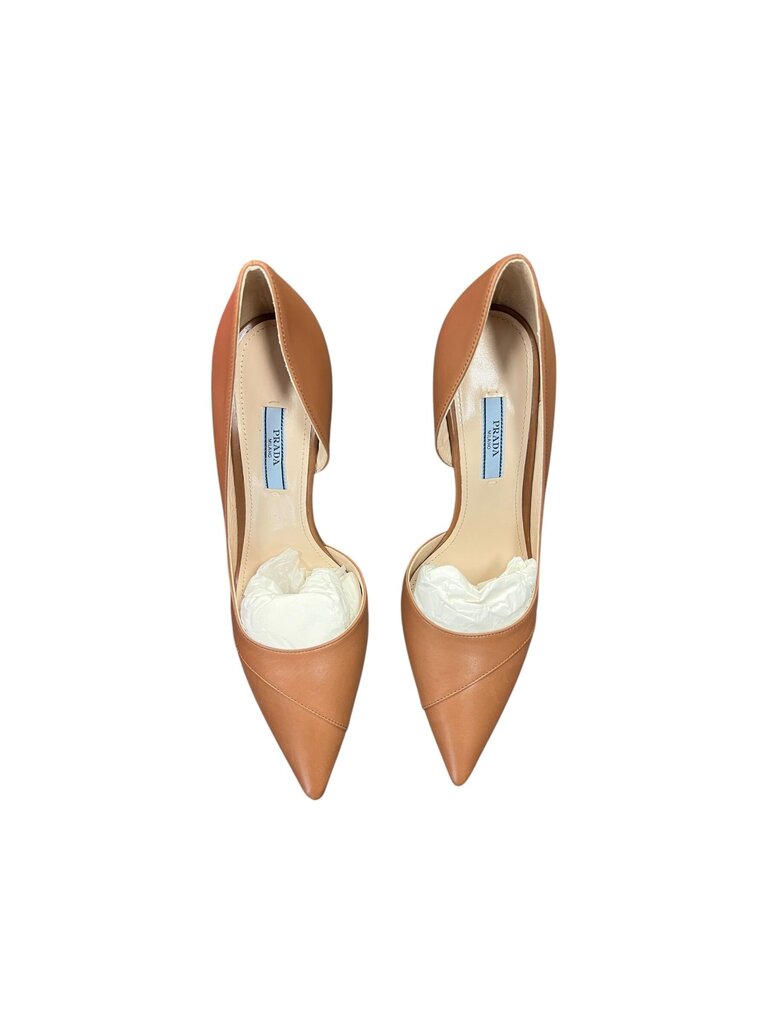 Prada- calzature donna Brown Leather Pointed Toe Heels
