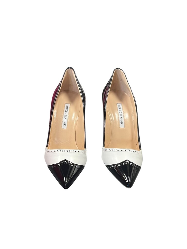 Size 38.5 Manolo Blahnik Women's Colorblock Pointed Toe Pumps