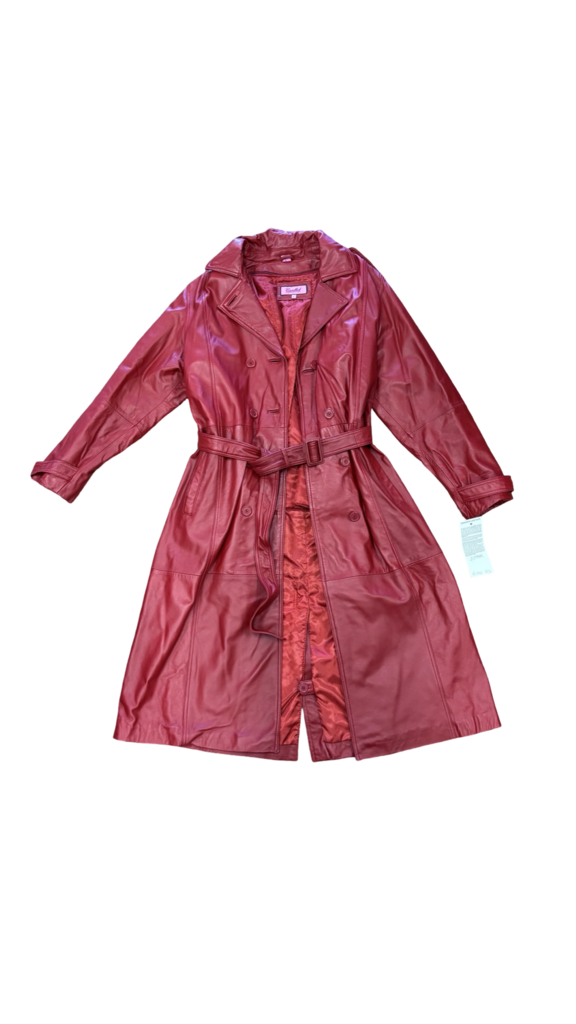 L- Excelled Genuine Leather Ruby Trench Coat
