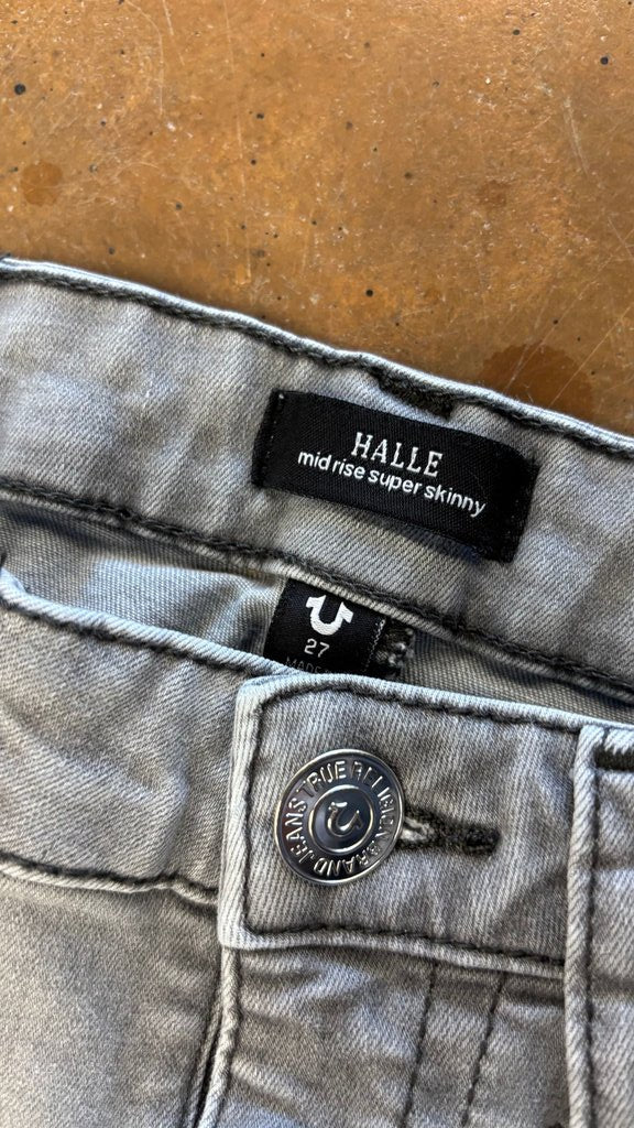 Size 27 True Religion Halle Mid-Rise Super Skinny Jeans