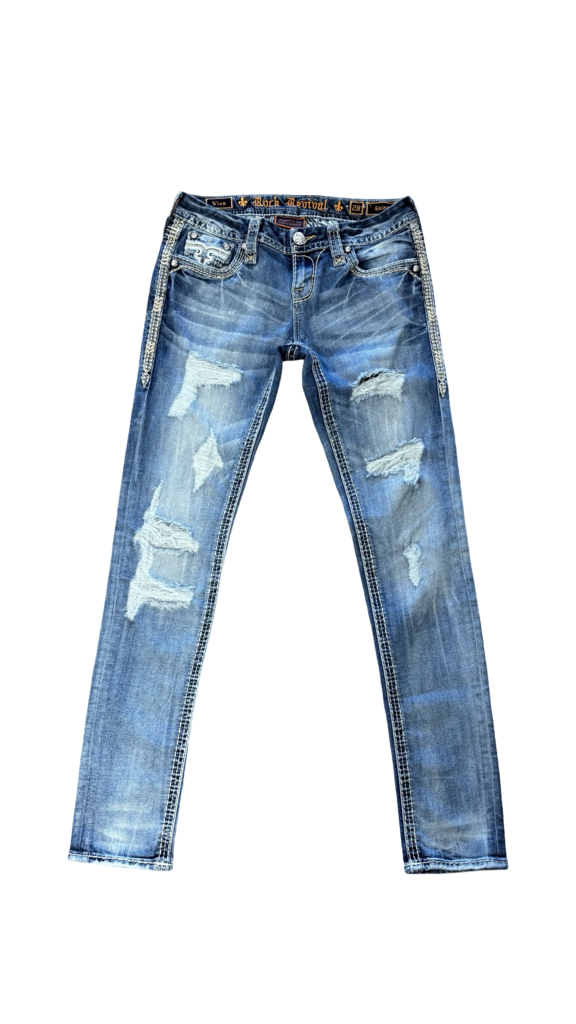Size 28- Rock Revival Women's Distressed Skinny Jeans