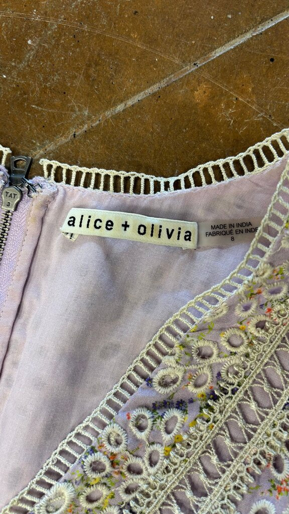 Size 8- Alice + Olivia Floral Embroidered Dress