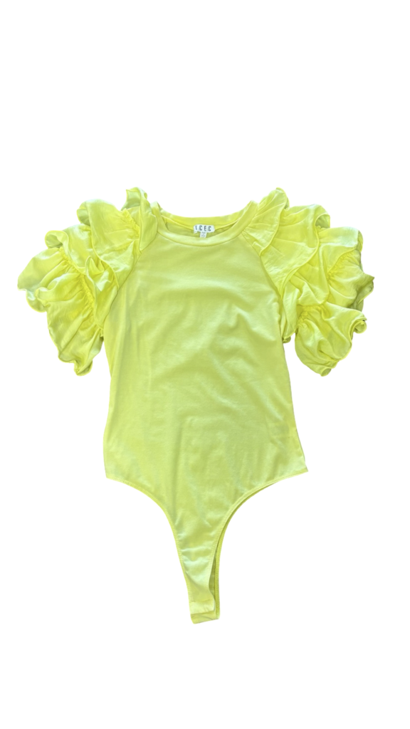 S- TCEC Yellow Ruffled Sleeve Bodysuit