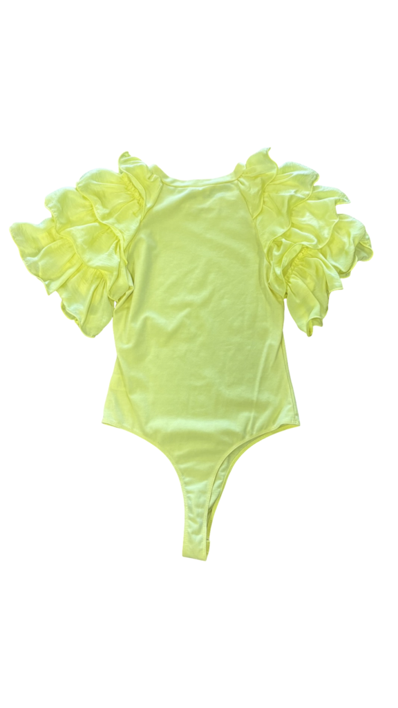 S- TCEC Yellow Ruffled Sleeve Bodysuit