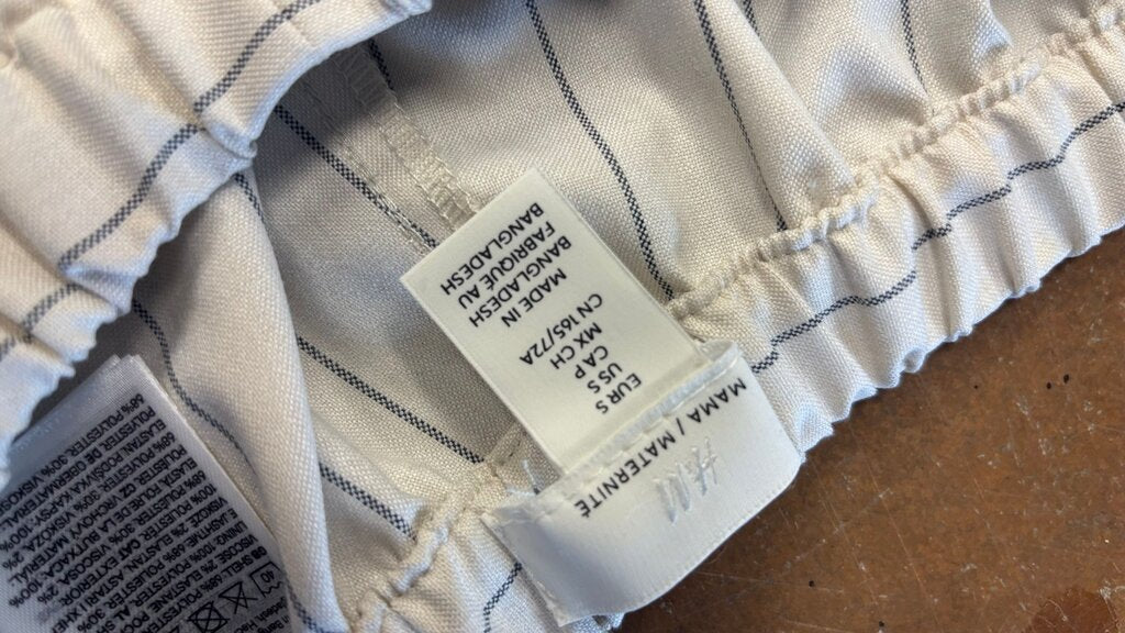 S- H&M Cream Striped Wide Leg Pants