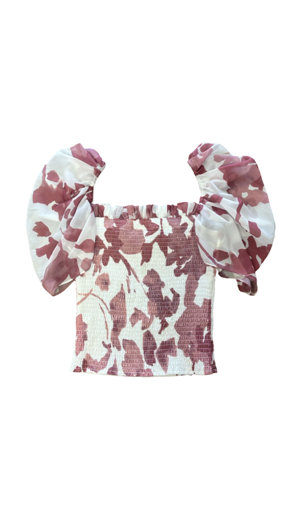 Caroline Constas Floral Puff Sleeve Top