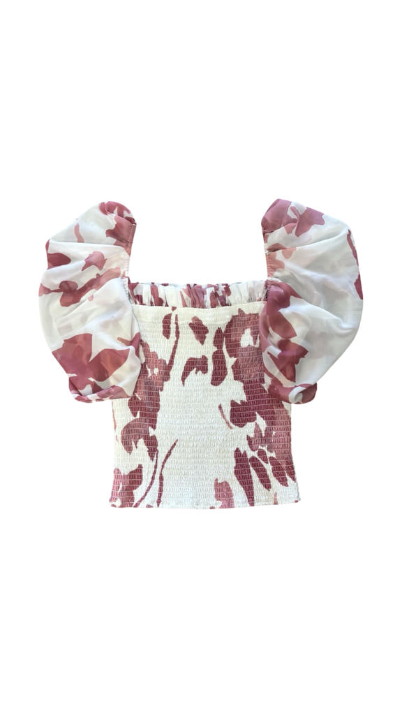 Caroline Constas Floral Puff Sleeve Top