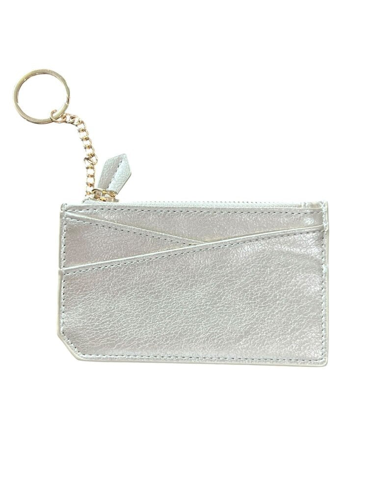 Metallic Silver Keychain Wallet