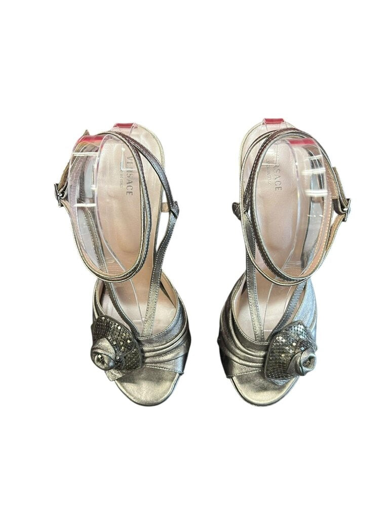 Versace Silver High Heel Sandals