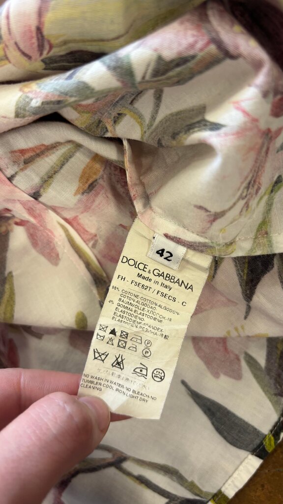 Size 42- Dolce & Gabbana Floral Print Long Sleeve Shirt