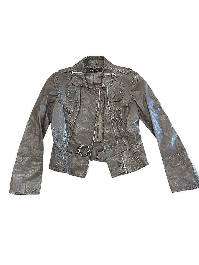 Size- 38, Gucci Brown Leather Jacket