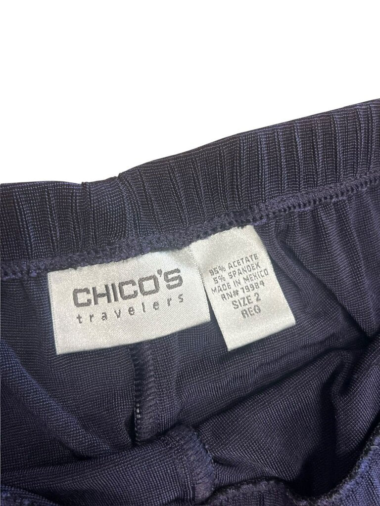 Size 2- Chico's Travelers Women's Navy Velvet Pants