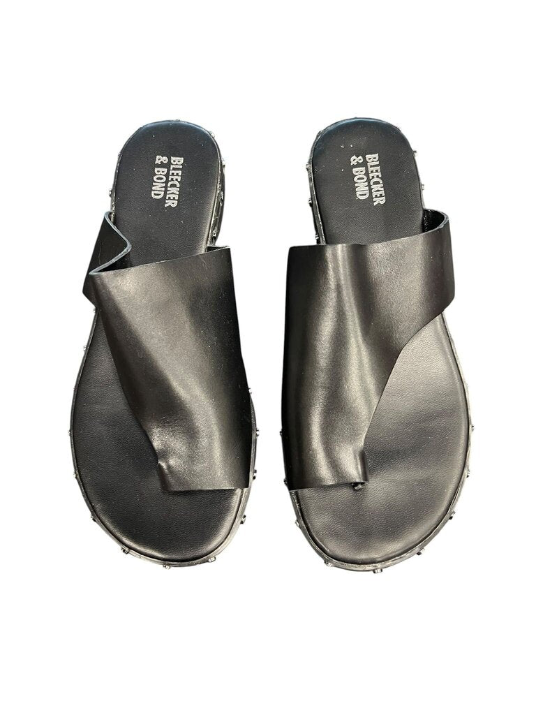 Size 8- Bleecker & Bond Black Slide Sandals