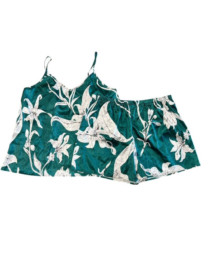 Size XL Green Floral Pattern Pajama Bottoms