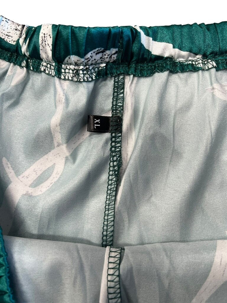 Size XL Green Floral Pattern Pajama Bottoms