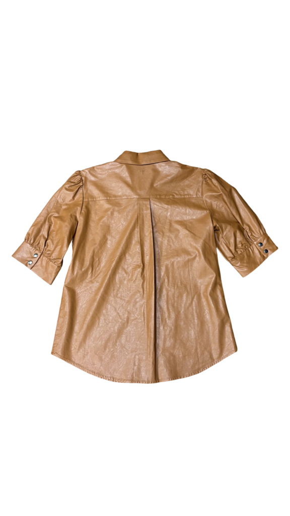Size 8 Tyler Boe Stylish Brown Short Sleeve Button-Up Shirt