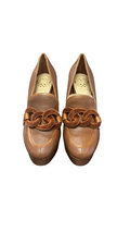 Size 7.5 Vince Camuto Brown Heeled Shoes with Chain Detail