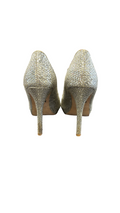 Size 7.5 Badgley Mischka Gold Sparkle Peep-Toe Heels