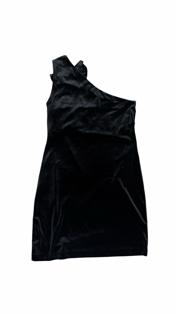 Large Michael Kors Black Velvet One-Shoulder Dress