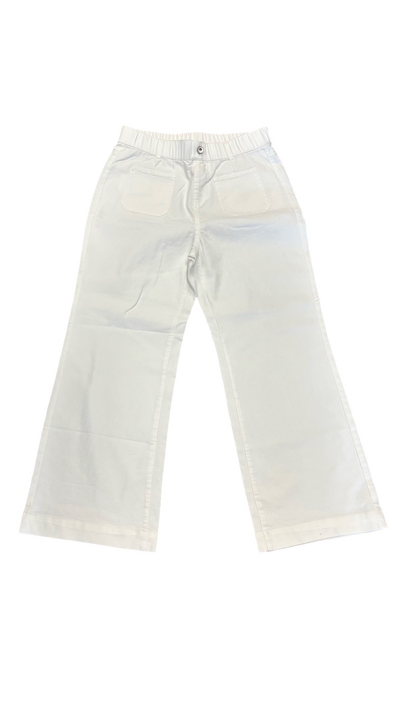 Size 9 White Elastic Waist Wide Leg Pants