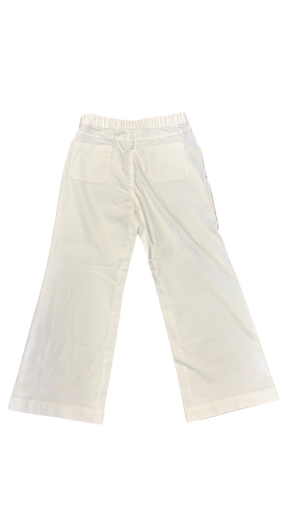 Size 9 White Elastic Waist Wide Leg Pants