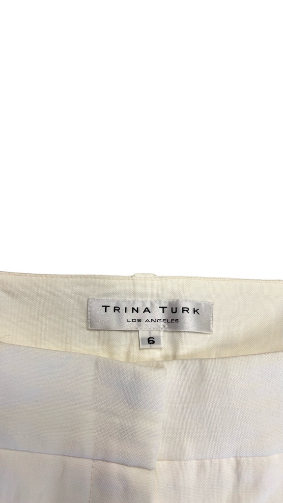 Size 6 Trina Turk Women's White Flared Pants